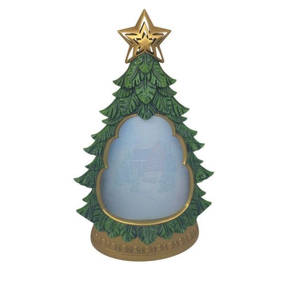 Christmas Tree Snow Globe Glitter Illuminated Barn Scene LED Lights - Picture 2 of 4